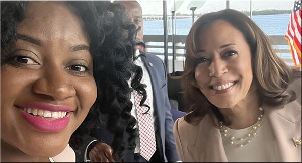 Councilwoman Kassandra Timothe and United States Vice President Kamal Harris